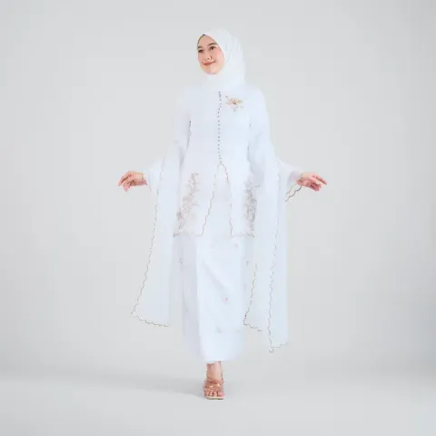 RD-0295 - Elbise - Kebaya Kurung White