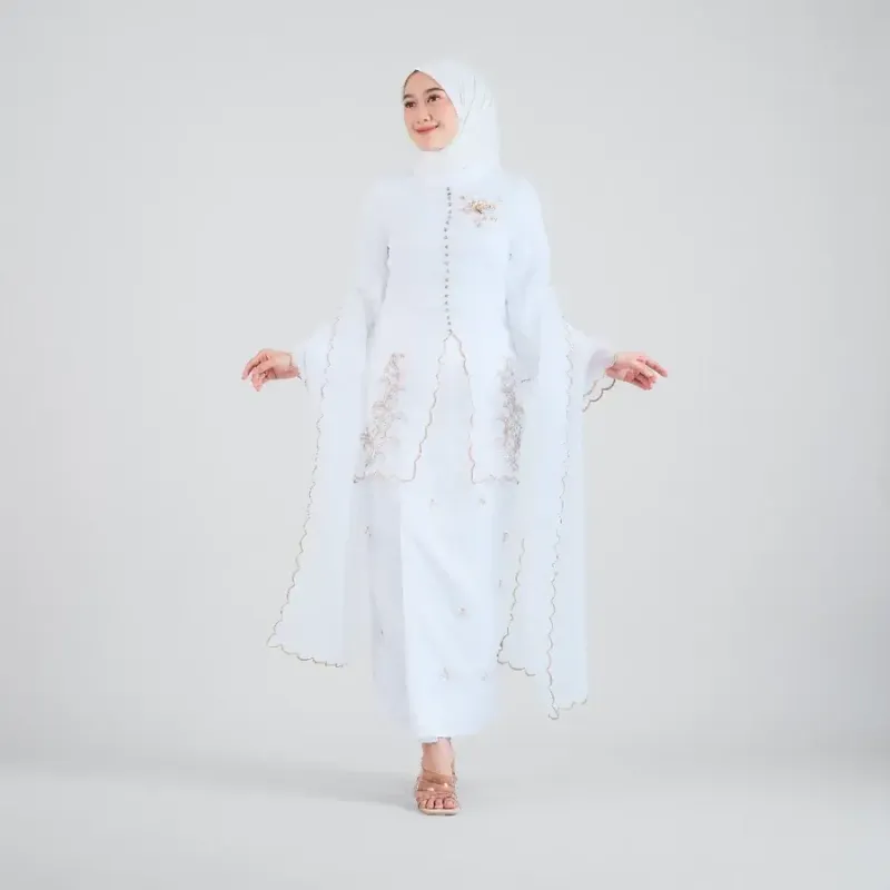 RD-0295 - Elbise - Kebaya Kurung White