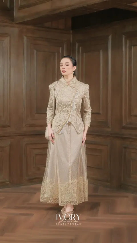 RD-0495 - Ivory Studio RTW - Serida Swanlake Janggan Dress in Beige.