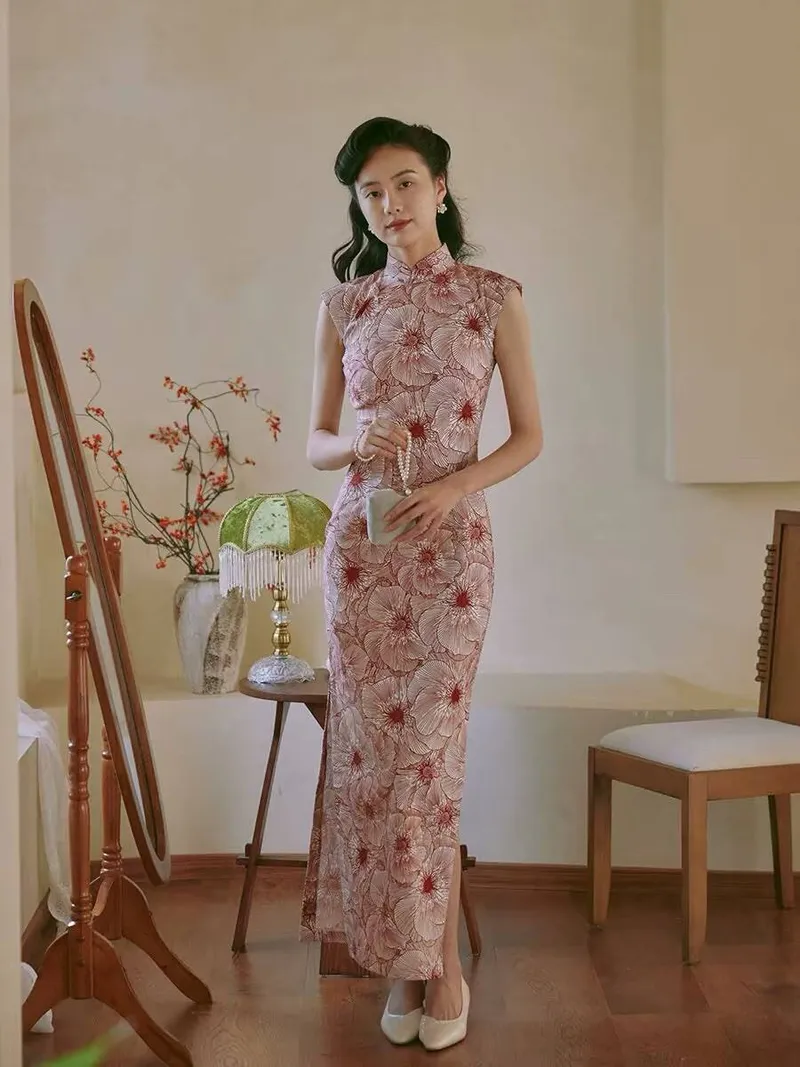 RD-0527 - Import from china - Cheong Sam Dress Rosé Peony