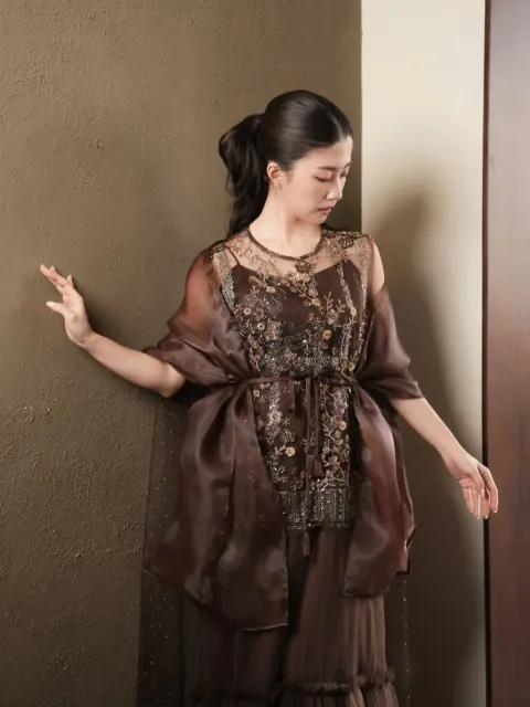RD-0531 - Aura Label  - Fleurette Dress In Brown