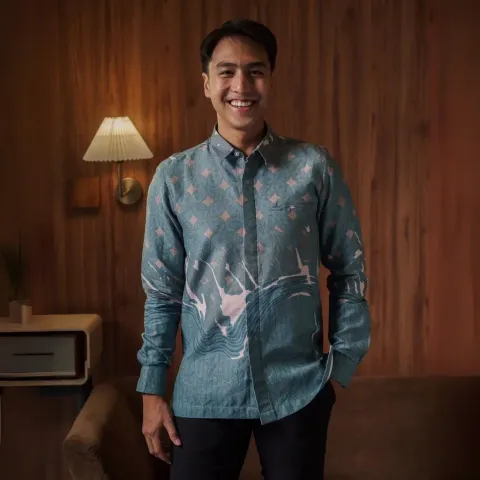RM-0002 - Mandalas - Deltaru - Kemeja Batik Pria Lengan Panjang Blue