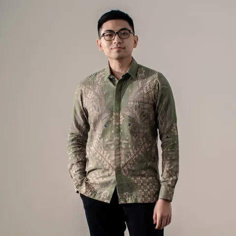 RM-0003 - Mandalas - Verdanta- Kemeja Batik Pria Lengan Panjang Green